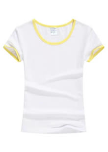 女款白色短袖圆领T恤衫定制